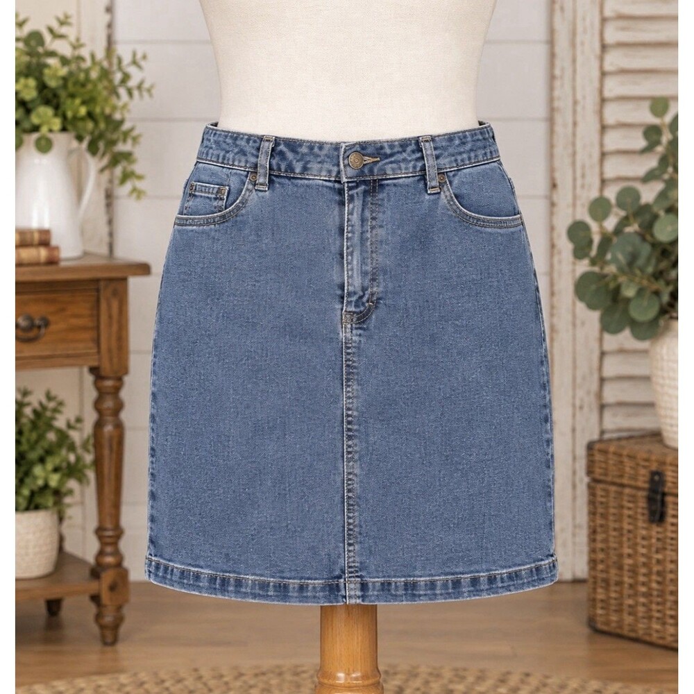 Unbranded Size 16W Women’s Denim Skirt Stretch 36” Waist 19” Length Blue